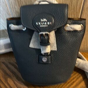NWT: Coach Blue Leather Backpack